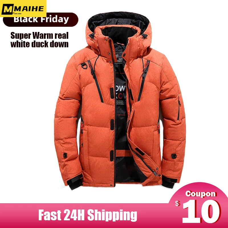 

High Quality Thick Warm Winter Jacket Men Hooded Thicken Duck Down Parka Coat Casual Slim Down Mens Overcoat With Many Pockets