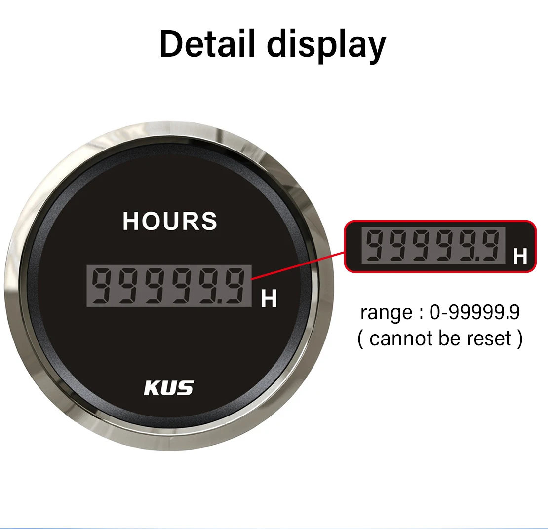 

KUS Универсальный 52 мм цифровой 9-32 В песометр водонепроницаемый для авто лодки с красной/Желтой подсветкой в наличии
