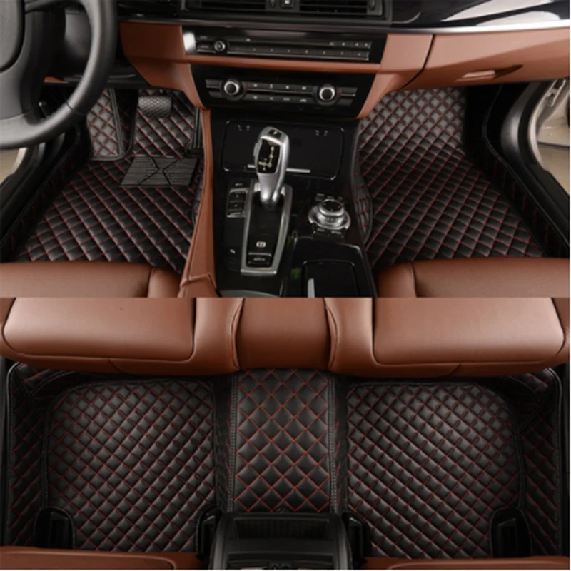 

YUCKJU Custom Front Row Leather Car Mats for Volkswagen All Models Polo Golf 7 Tiguan Touran Jetta CC Beetle VW Auto Accessories