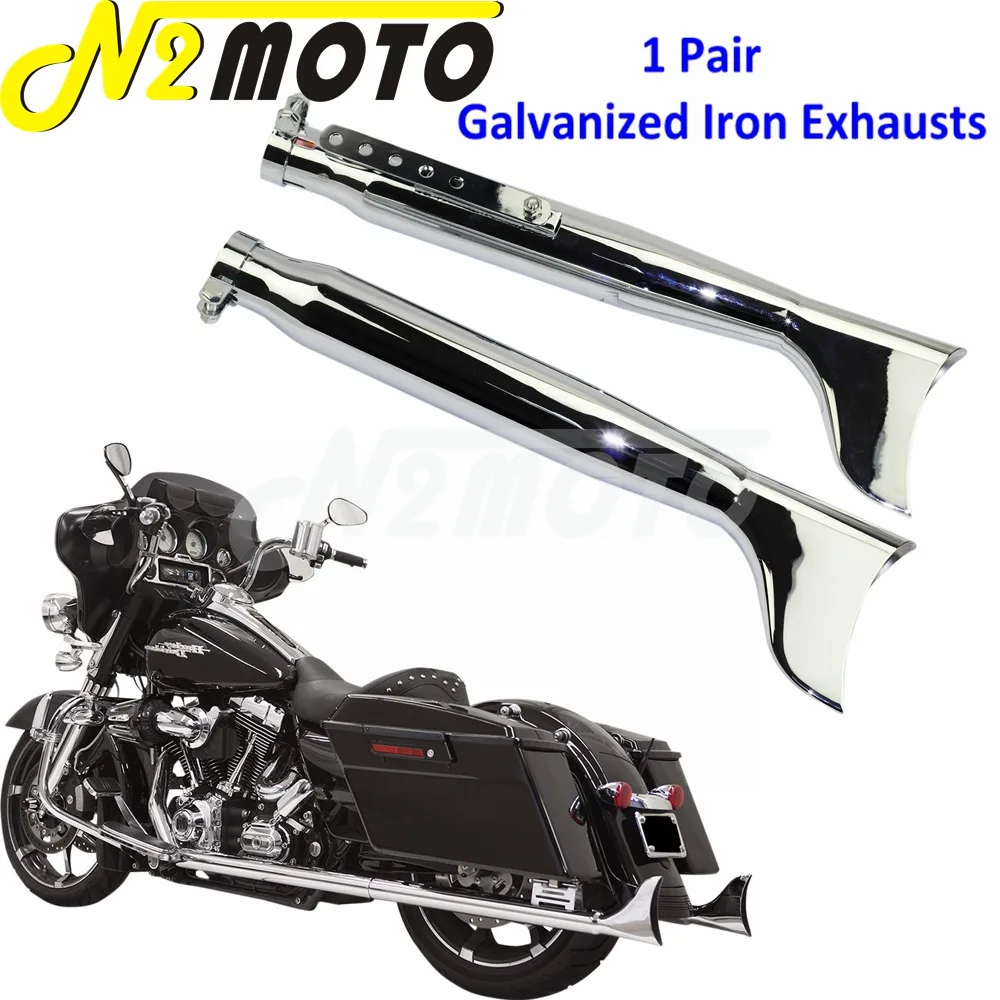 

1 Pair Chrome Fish Tail Motorcycles Exhaust Muffler 21" Universal for Harley Chopper Bobber Cafe Racer Vintage Silencer