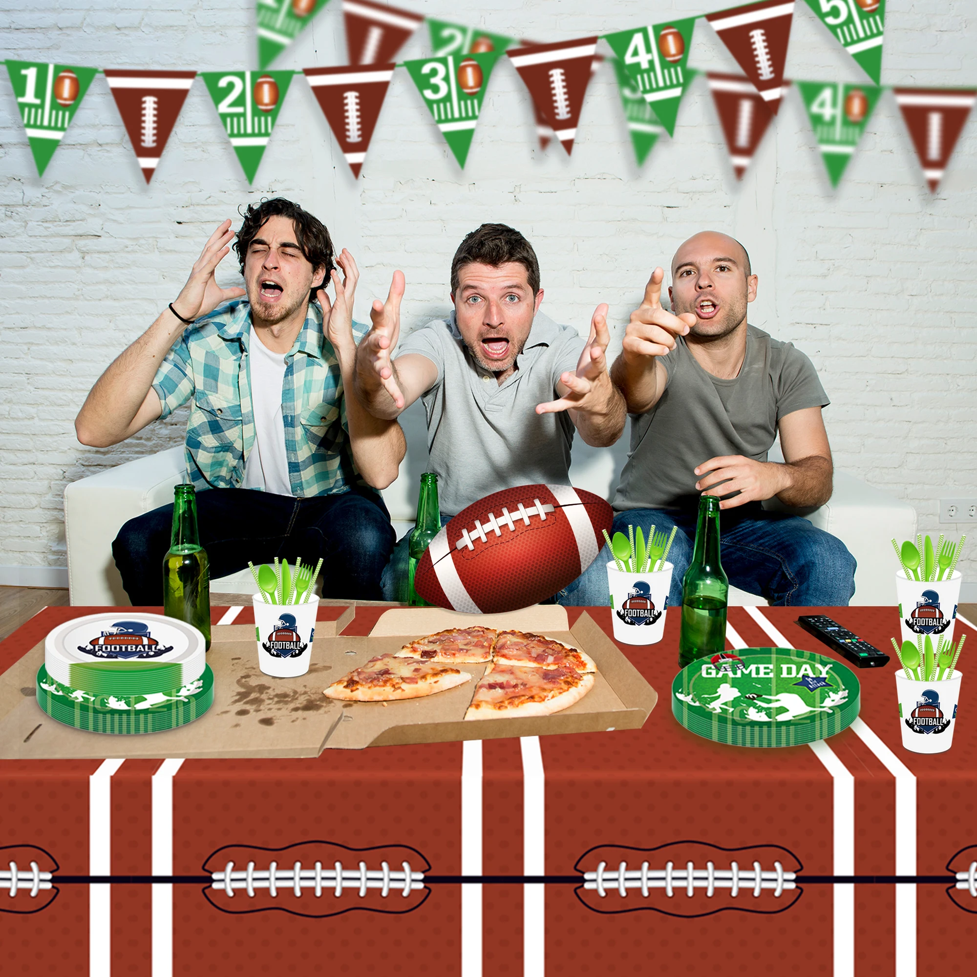 

Boy Rugby American Football Game Birthday Party Disposable Tableware Sets Plate Banner Tablecloths Baby Shower Party Decorations