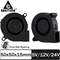 5pcs gdstime dual ball bearing dc 5v 12v 24v 5015 blower cooling fan 50mm x 15mm 2pin turbo small cooler 5cm 505015mm