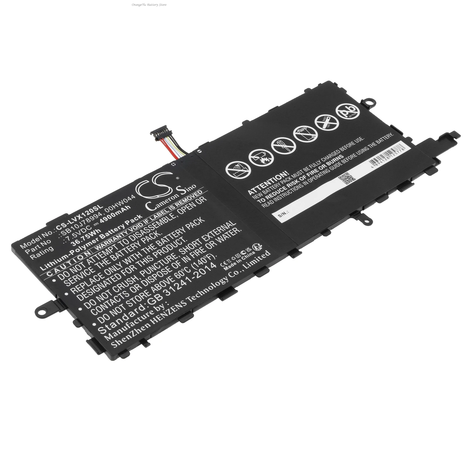 Фото Запасная батарея для планшета 7.5V 4900mAh SB10J78994 SB10J78993 00HW045 00HW046 00HW044 для Lenovo ThinkPad X1 Tablet №1