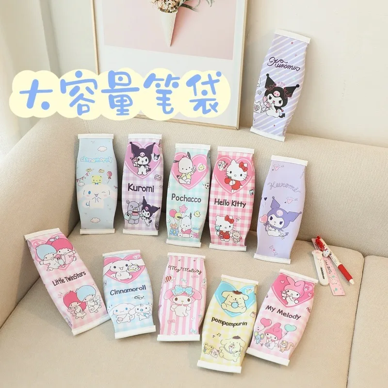 

Kawaii Sanrioed Anime Cartoon series mymelody Cinnamoroll Kuromi cute Printed pattern PU leather Stationery storage bag gift
