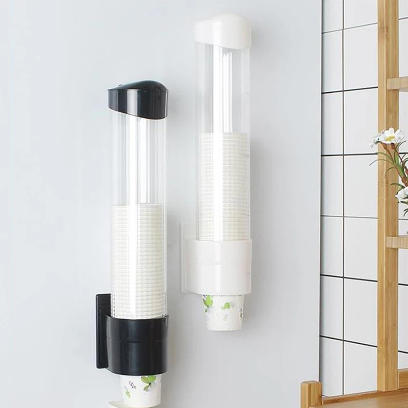 

Paper Cup Dispenser Plastic Cups Holder Disposable Automatic Holder Dustproof Free Punching Paper Cup Rack