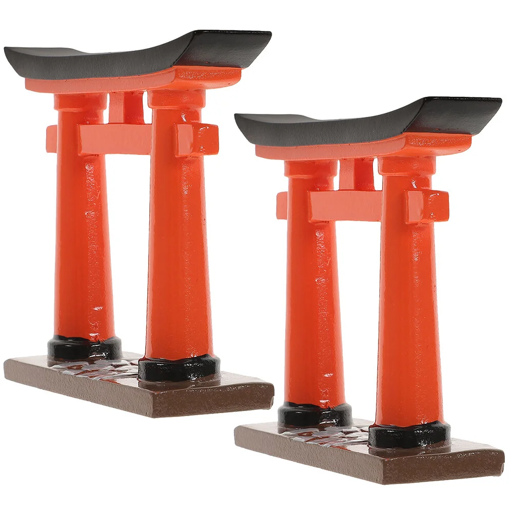 

2 Pcs Door Mini House Toy Torii Gate Models Home Decorations Crafts Resin Props Terrarium