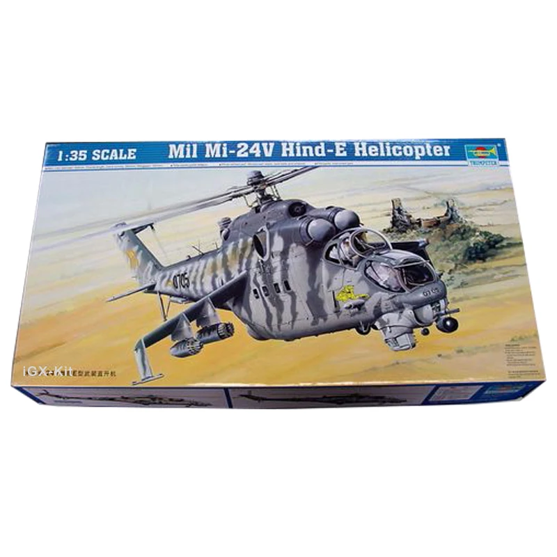 Trumpeter 05103  1:35 Mil Mi-24 V Hind E Military Helicopter Handmade Collectible Hobby Toy Plastic Assembly Model Building Kit