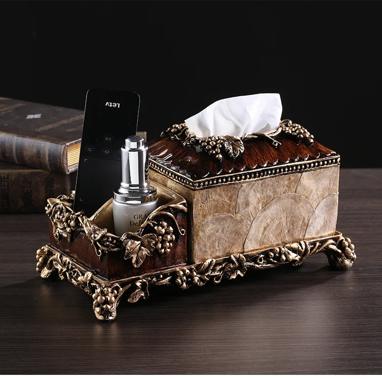 Resin Tissue Box Multifunction Luxury European Paper Rack Office Organizer Home dining table Car Paper towel storage 6