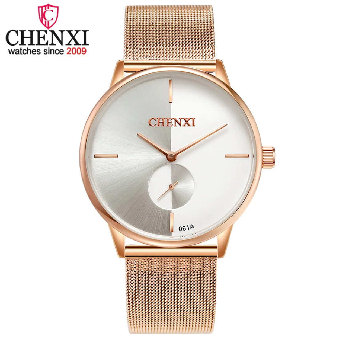 CHENXI Simple Couple Watches Ultrathin Quartz Wristwatches Waterproof Stainless Steel Mesh Small Dial Analog Clock relogio