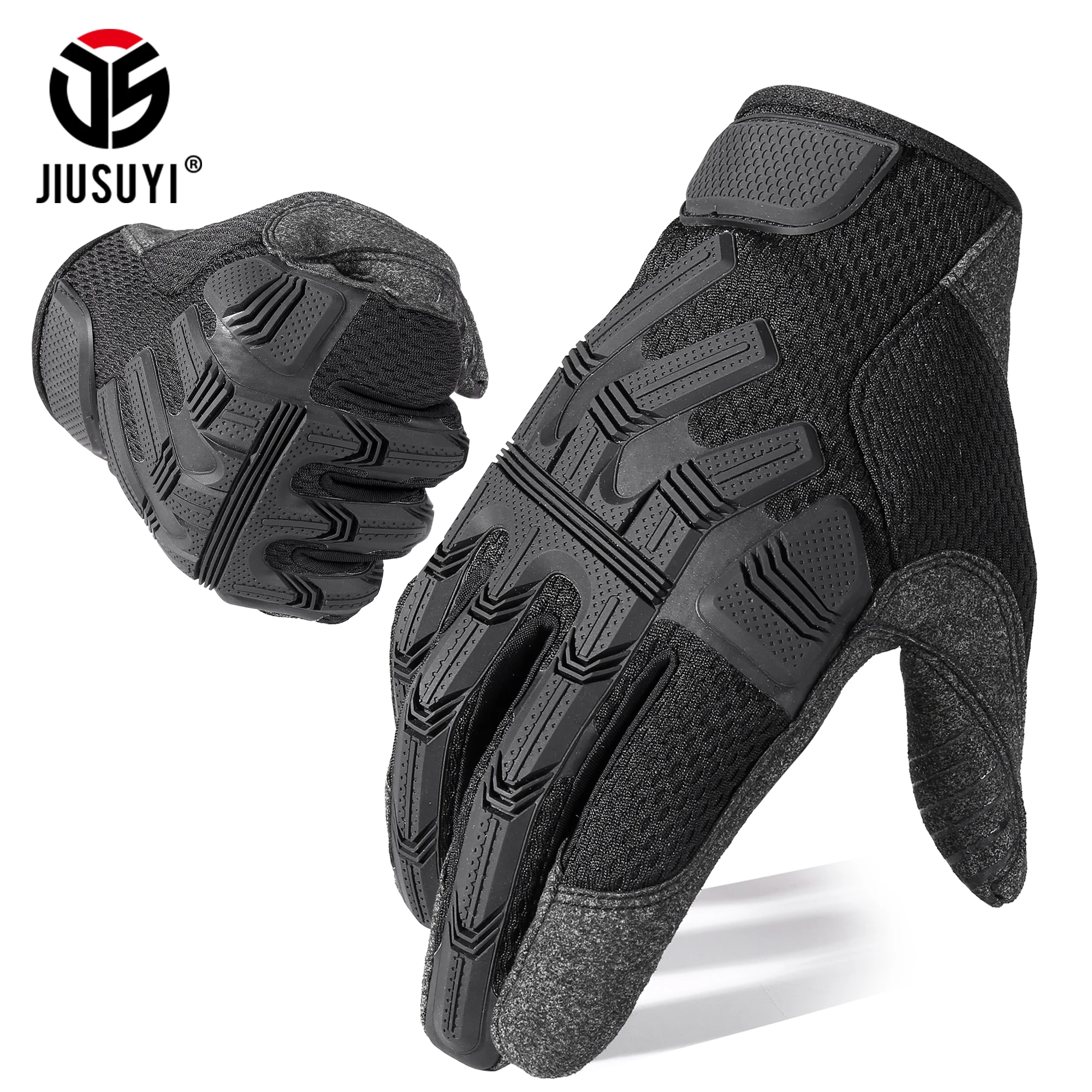 

Black Tactical Gear Sport Gloves Tactical Camping Shooting Cycling Bike Hunting Working Rubber Protective Full Finger Glove Men