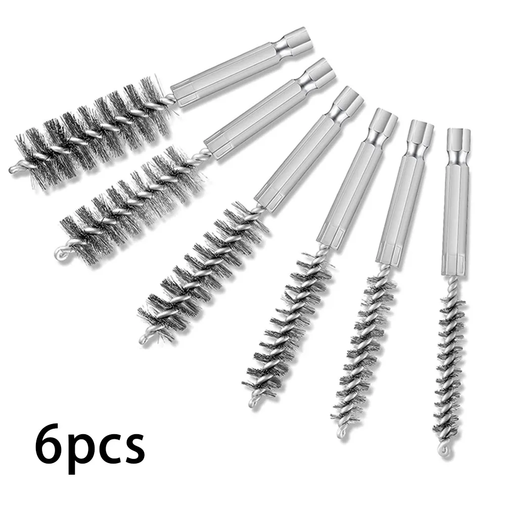 

6 Pcs/Set Stainless Soft Hair Suction Glass Tube Cleaner Brushes Tools Fish Tank Straw Bottle Cleaning Drilling Brush
