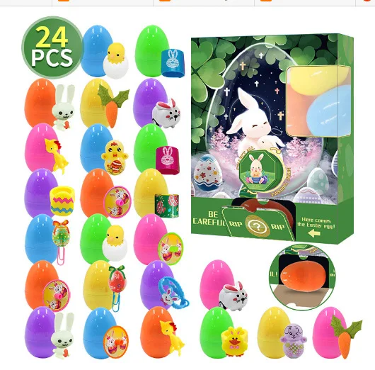 Enlarge 12 Pack Easter Eggs Prefilled with Squishy Toy Kids Easter Egg Hunt Easter Basket Filler Easter Party Favor Classroom Activity