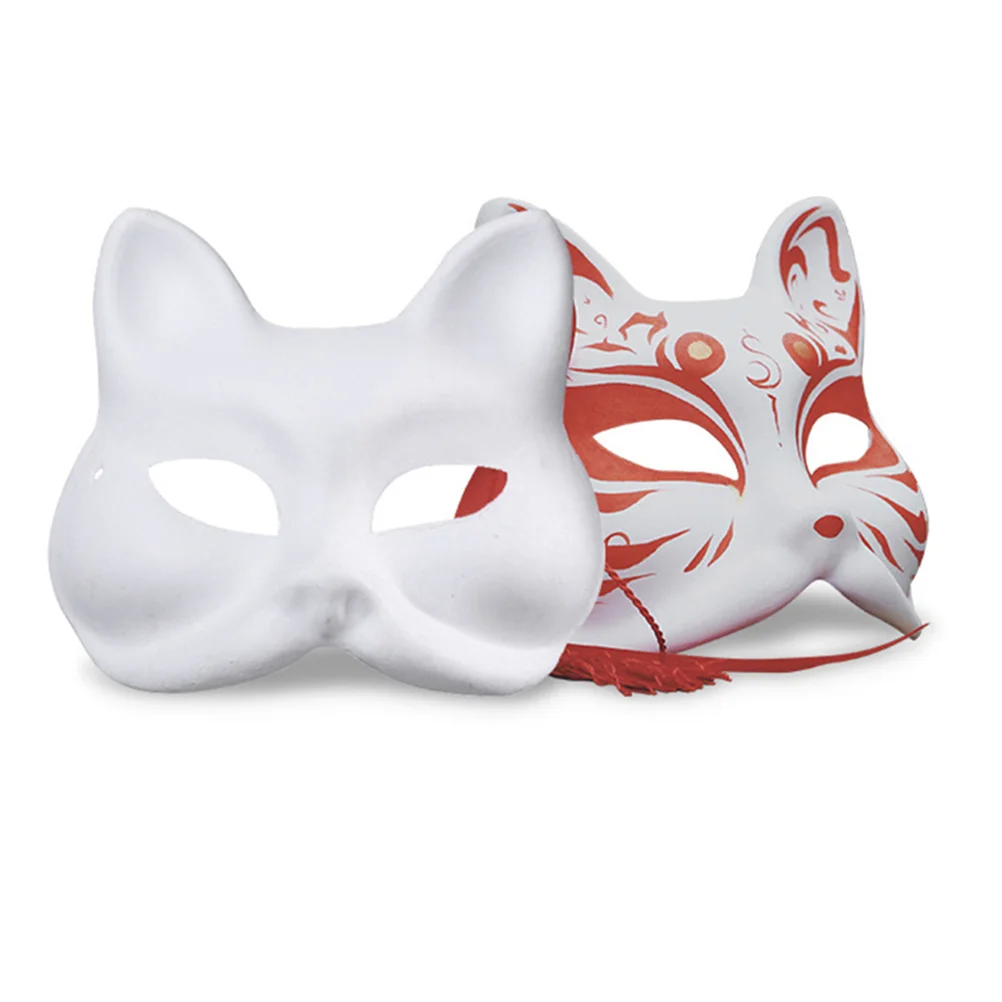 8 Pcs Role Play Outfits Pulp Blank Mask Masquerade Cat Facebook 18X17X6CM White Cosplay Prop Paper Props Paintable Animal Man images - 6