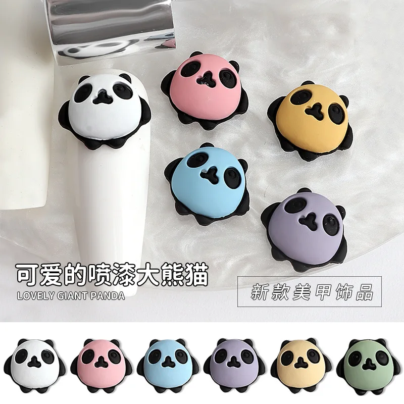 

6PCS 3D Lovely Macaroon Spray Lacquer Giant Panda Alloy Nail Art Rhinestones Jewelry Decorations Manicure Ornaments