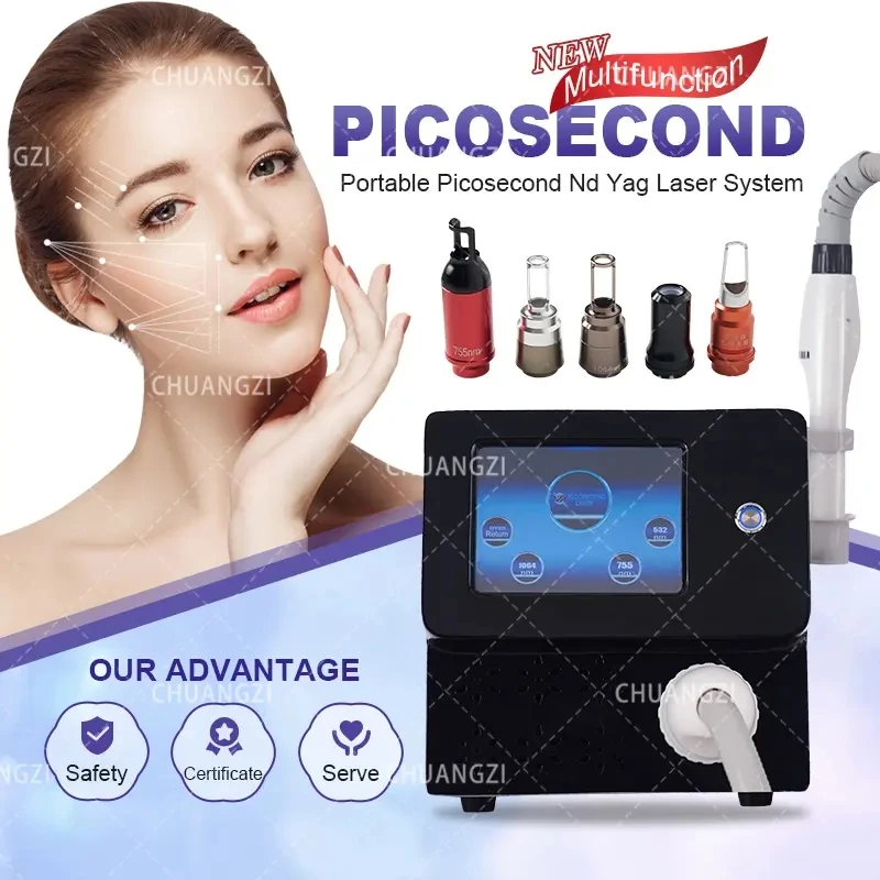

2023 Picosecond Freckle Tattoo Removal Skin Rejuvenation Whitening Skin Tools 1064/532/1320nm 3 wavelength