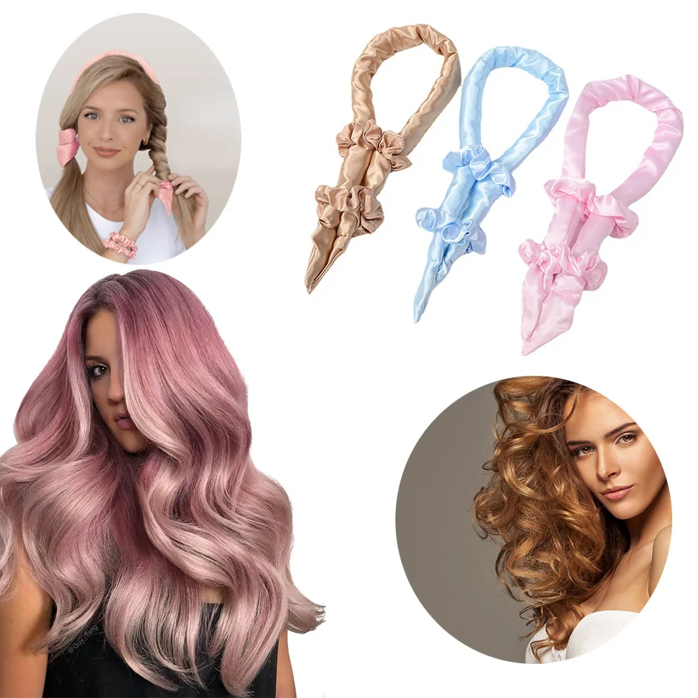 

Slik Satin Heatless Hair Curler Headband for Women Hair Wrap Curling Ribbon Girls Scrunchies Headwear Hair Accessories curl bar