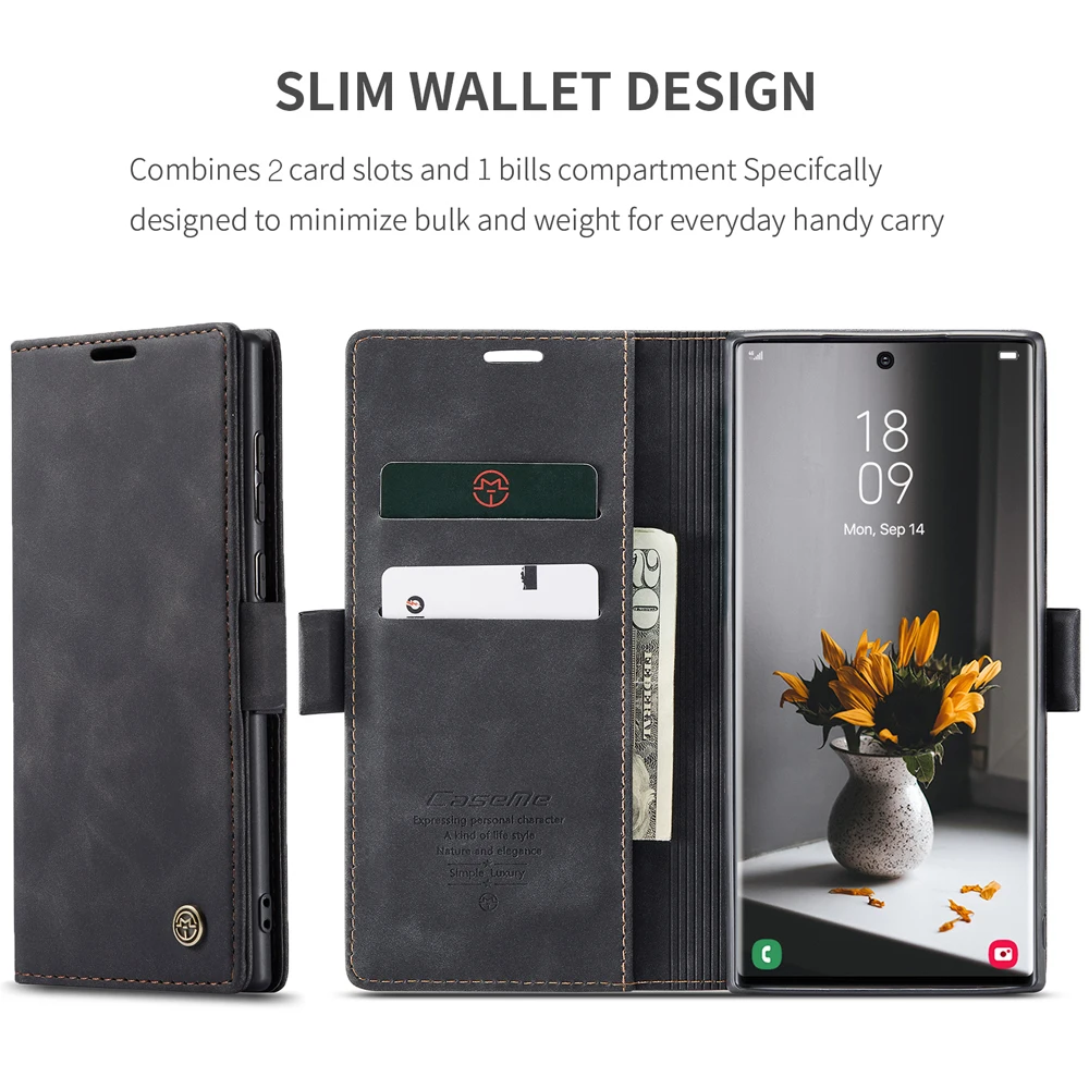 

CaseMe Case For Samsung S22 S21 S20 Ultra 5G/S21 S22 S20 Note20 Ultra S21/S20 FE Luxury Leather Wallet Magnet Case Sleeve Cover