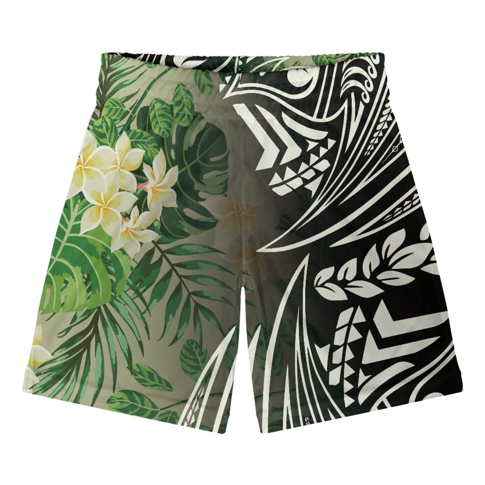 

Polynesian Tribal Pohnpei Totem Tattoo Prints Men Basketball Shorts Hot Pants Elastic Waistband Patchwork Shorts Casual Loose