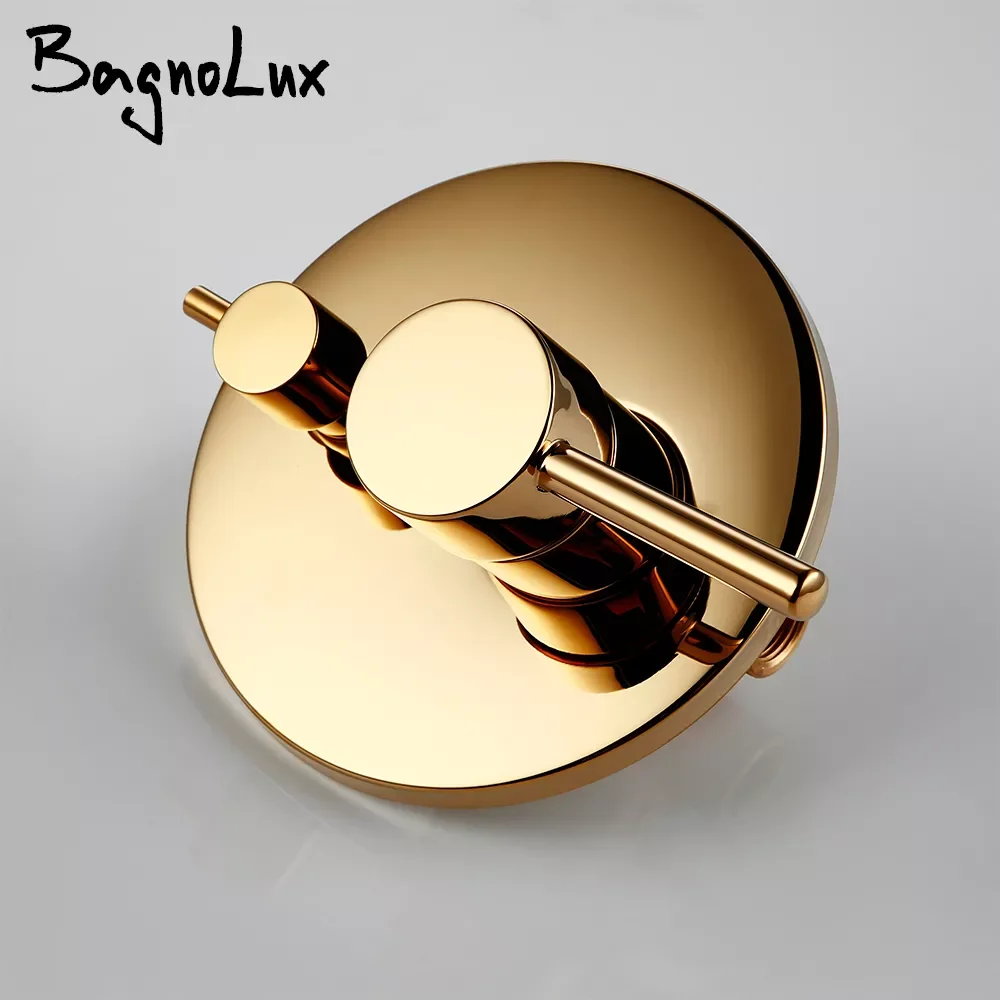 

Black Gold chrome Round Solid Brass Concealed 2 Way Diverter Shower Valve Mixer Water Tap Bathroom Accessories Water Faucets