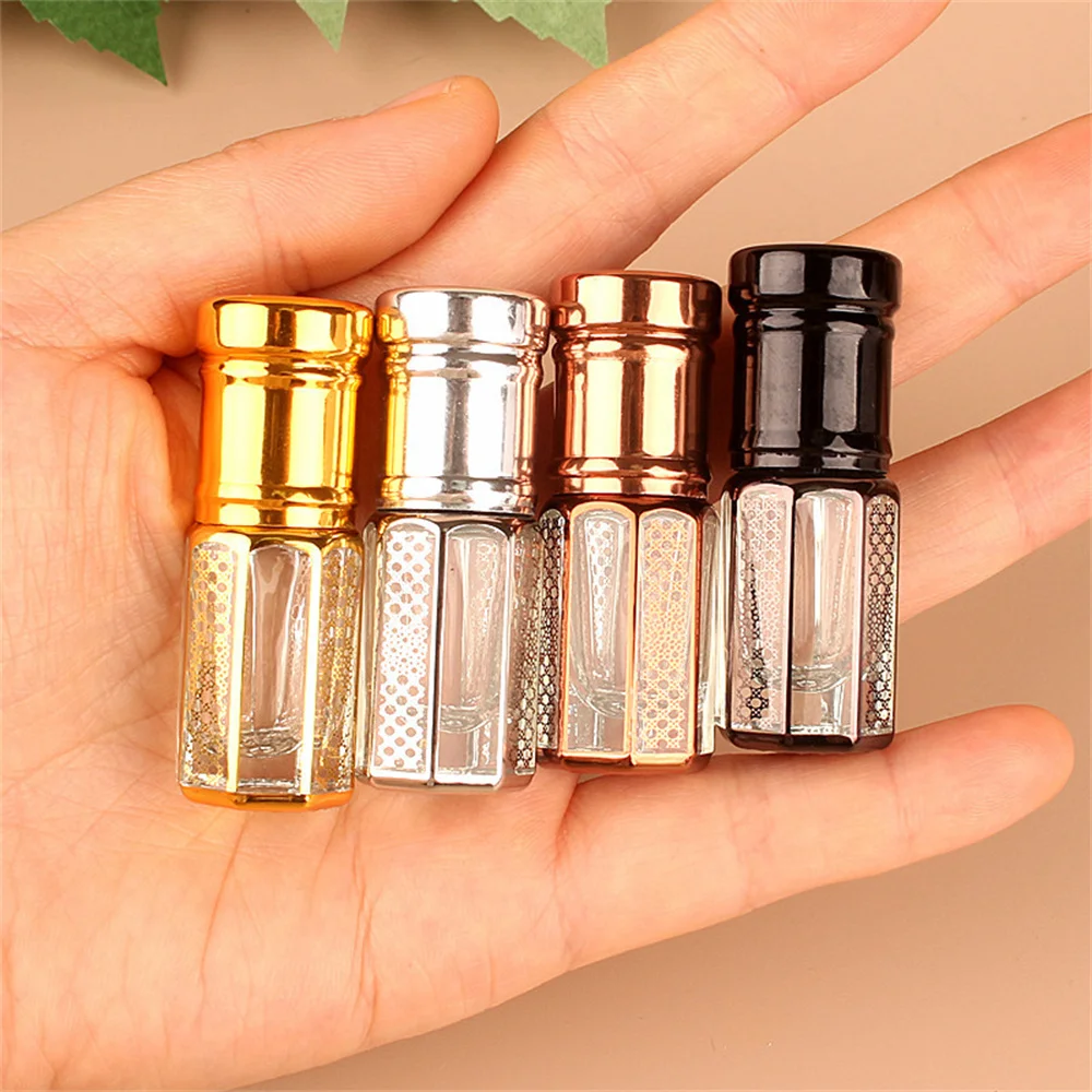 

3/6/12ML Luxury Golden Refillable Essential Oils Roll On Glass Bottles Empty Roller Perfume Bottle Cosmetics Sample Containers