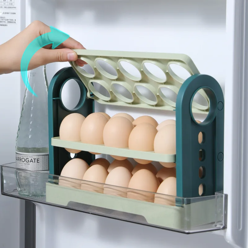 

Egg storage box 3-layer flip drawer egg manager large-capacity 30-cell egg rack refrigerator side egg tray organic matter