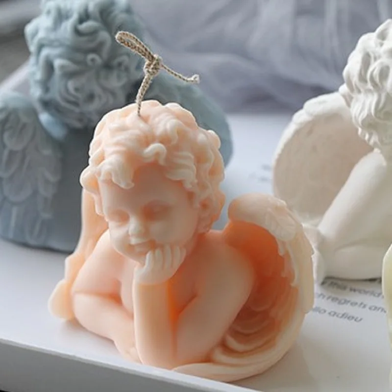 

DIY Angel Scented Candle Mold Silicone Handmade Handmade Soap Molds Resin Molds 3d Silicone Mold for Candle Making Wax Melt Mold