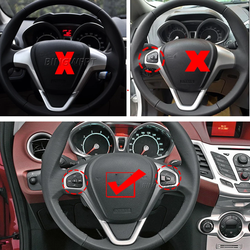 Для Ford Fiesta Mk7 Mk8 ST Ecosport 2013 2014 2015, рамка кнопки рулевого колеса, автомобильная панель переключателя круиз-контроля, аксессуары (art.: 3920c2ab9e232) - 3920c2ab9e232