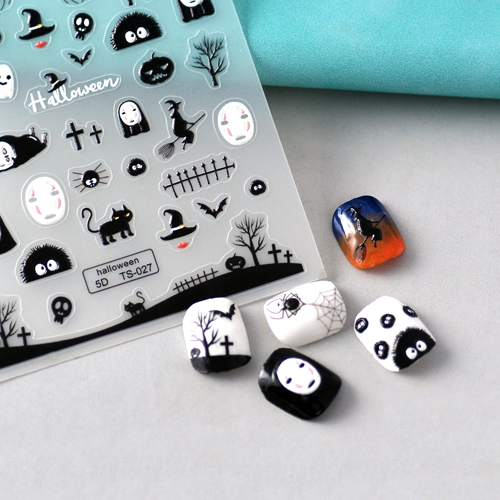 

Halloween Ghost Styles 5D Nail Manicure Tips Gel Polish Sticker Women Nails Decoration Sliders TS-027