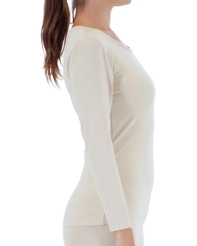 Теплое женское термобелье heatultra с длинным рукавом и глубоким вырезом Женская