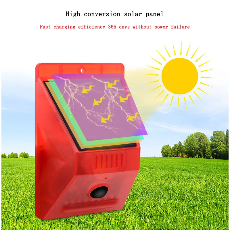 

IP65 Rainproof Infrared Motion Human Body Sensing Alarm Lamp Audible and Visual Warning Against Theft Solar+DC Dual Charging