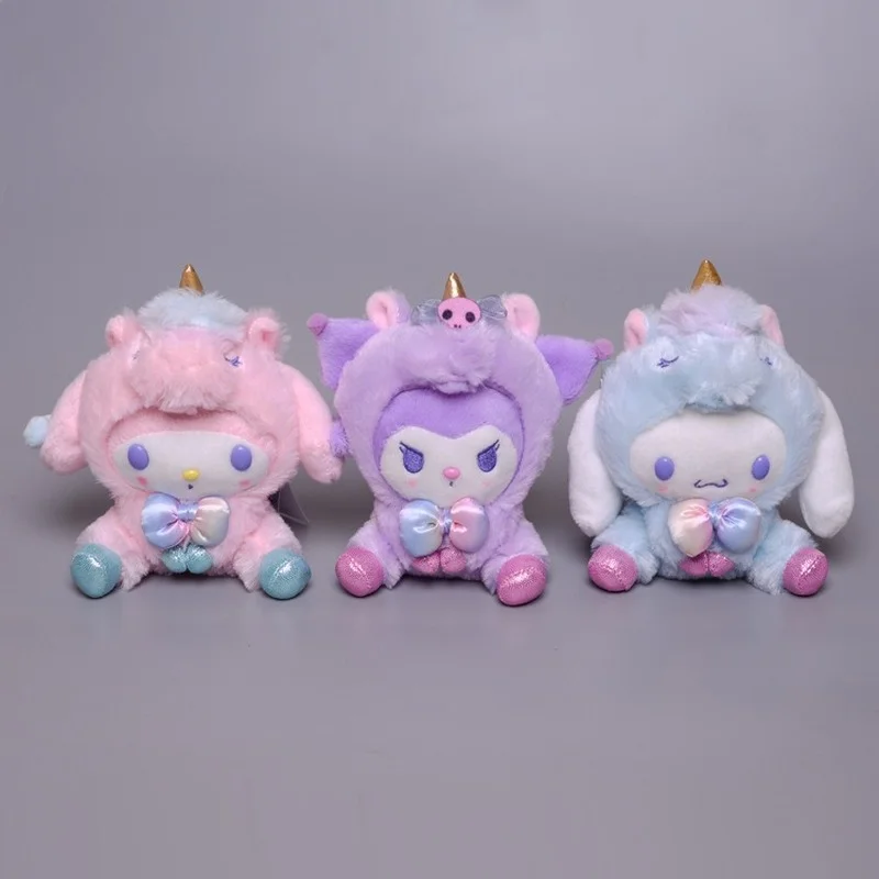 

Japanese Cute Cartoon Transformation Unicorn kuromi Melody Plush Toy Doll Hanging Piece Pendant sanrio plush cinnamoroll