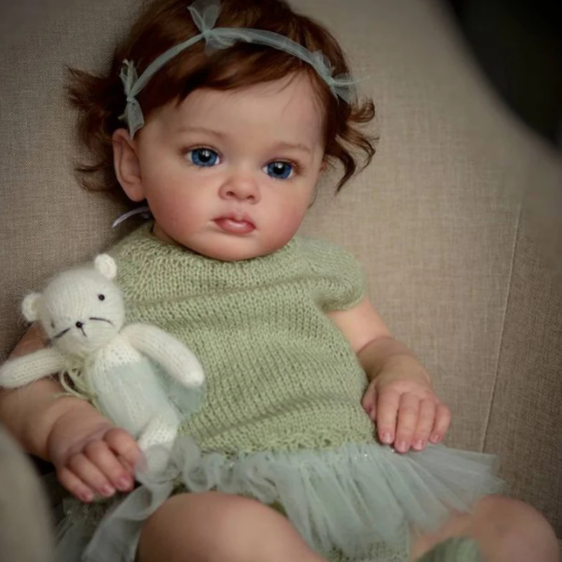 

60CM Reborn Baby Doll Newborn Girl Baby Lifelike Real Soft Touch Maddie with Hand-Rooted Hair High Quality Handmade Art Doll