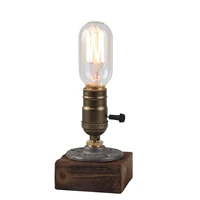 retro table lamp industrial dimmable night lamp steampunk table lamp with e26e27 lamp holder edison bulbvintage wood table lamp