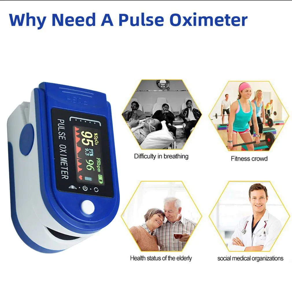 

Medical Fingertip Clip Pulse Oximeter Display Blood Pure Oxygen Sensor Measurement Meter for Home Sports Precision Oximeter