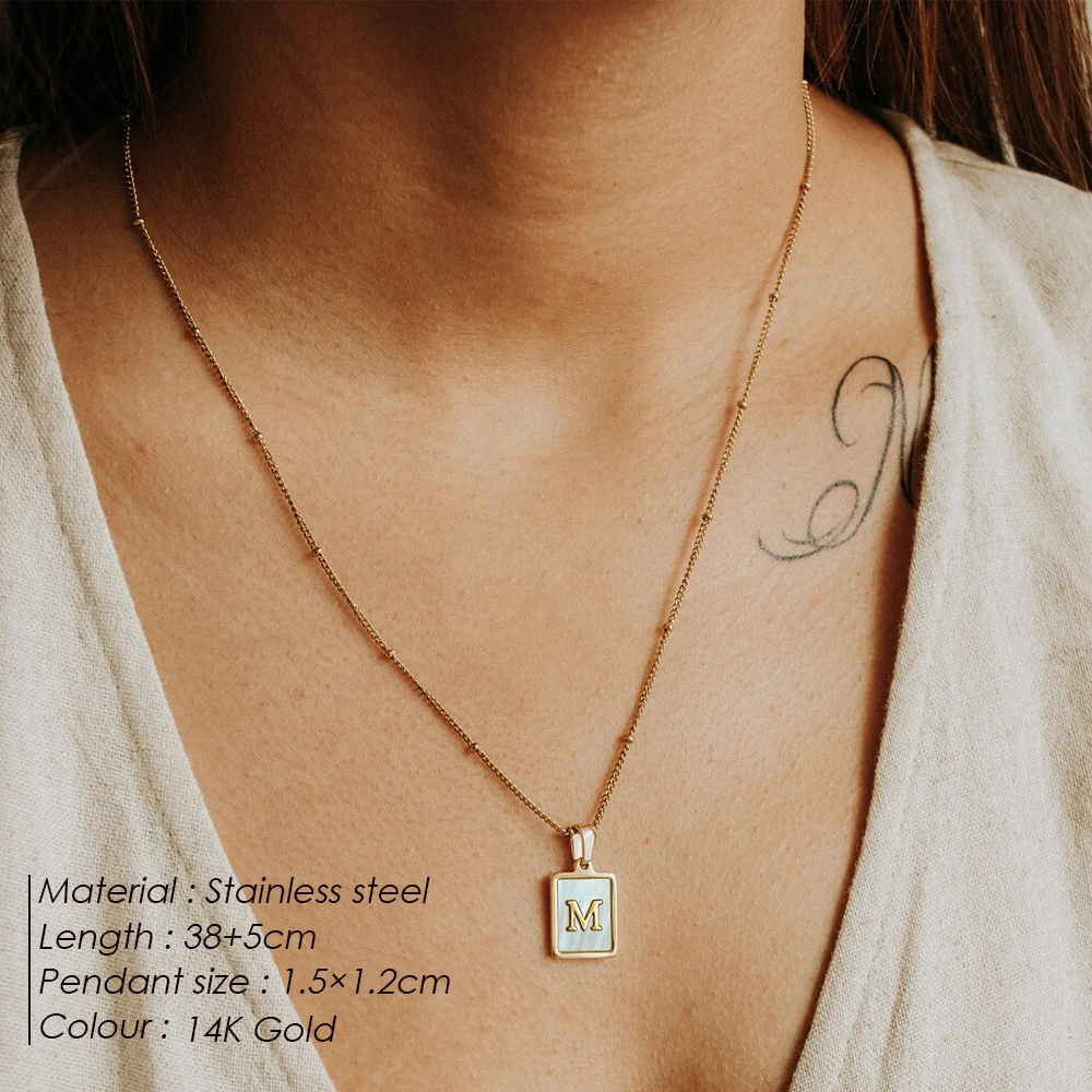 eManco модные ювелирные изделия белый прямоугольный корпус A-Z кулон с большим