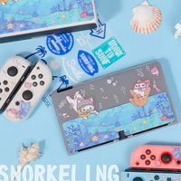 matte switch oled case cute sea cat dog protective shell for nintendo switch oled split tpu cover for nintendo switch accessorie