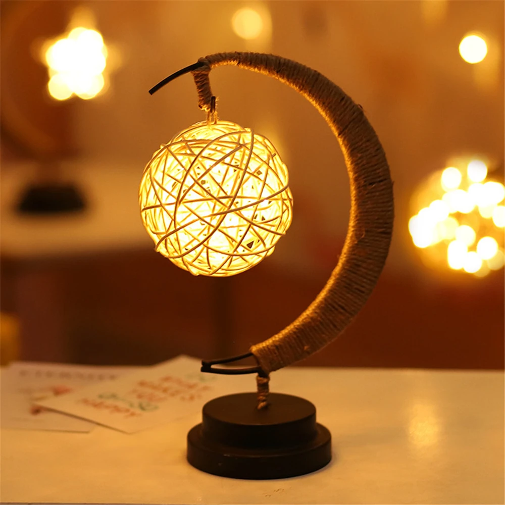 

Led Hemp Rope Night Lamp Takraw Christmas Gifts Star/Moon/Apple/Sepak Fairy String Lights Handmade For Party Kid Room Decoration