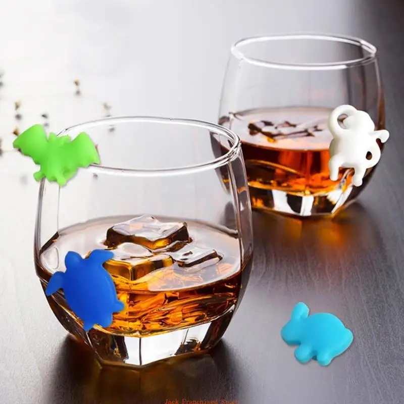 Набор маркеров для бокалов вина из 24 силиконовых подвесок стаканов с морскими