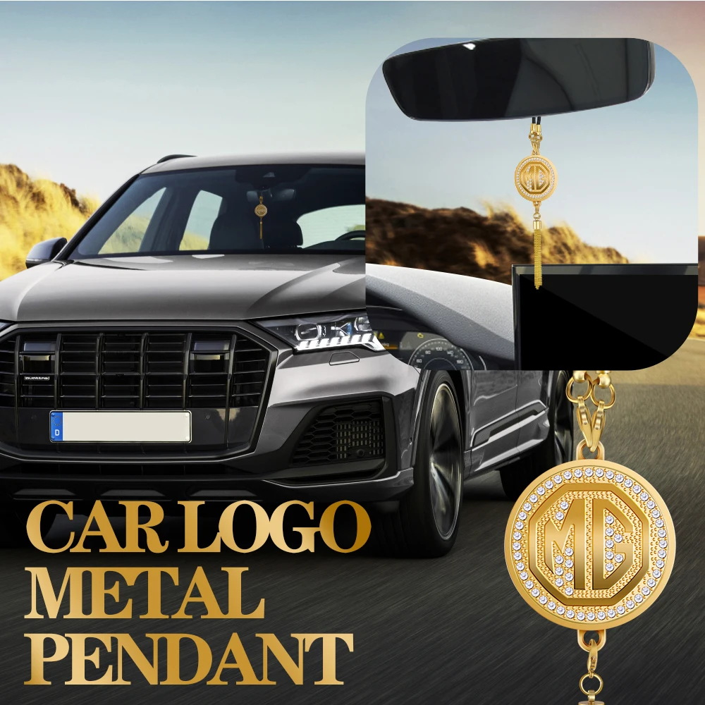 

Car Styling 3D Metal Diamond Emblem Auto Rearview Mirror Pendants Ornaments For MG ZS EV GS 350 360 750 ES HS EZS MG5 MG3 GT MG6