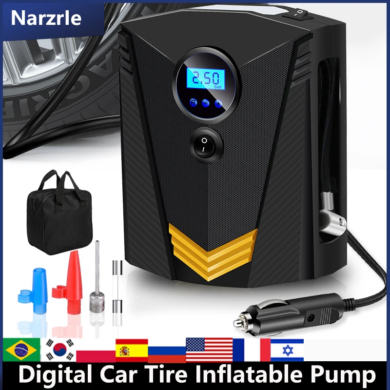 Портативный автомобильный воздушный компрессор 150 фунт/кв. Дюйм цифровой насос
