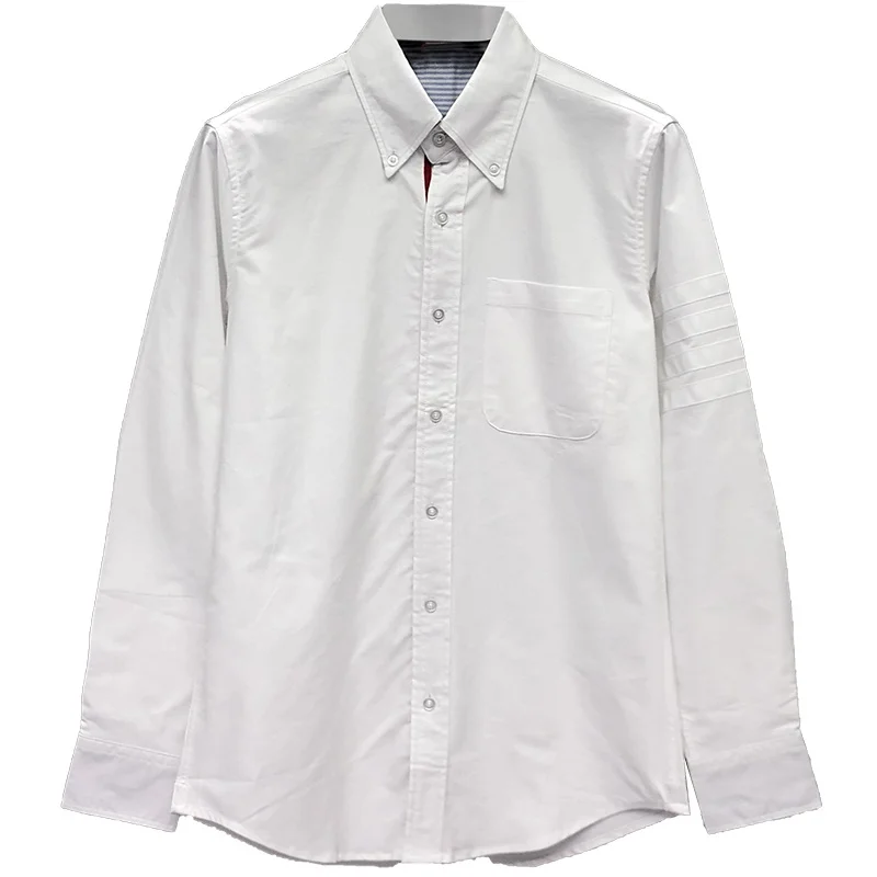 TB THOM Men's 2022 Spring Korean Style Long Sleeve 4-Bar Blouse Causal Business Oxford Cotton Solid Women's Shirt
