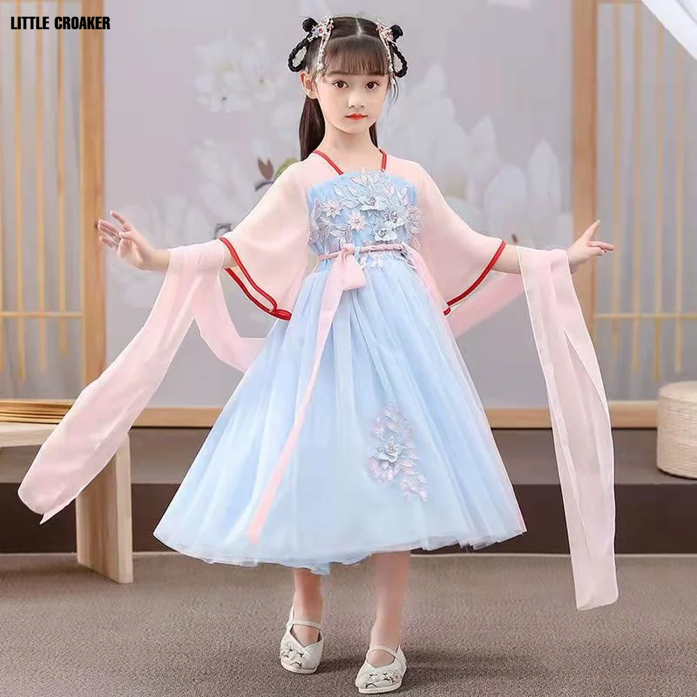

Chinese Traditional Hanfu Dress Child Clothes Folk Dance Girl Old Chinese Opera Tang Dynasty Han Ming Costume Tangsuit For Kids