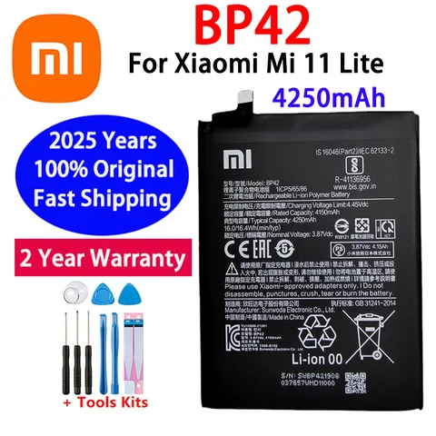 100% оригинальная батарея BP42 для Xiaomi Mi 11 Lite BP42, оригинальная сменная батарея для телефона, Bateria 4250 мАч, быстрая доставка
