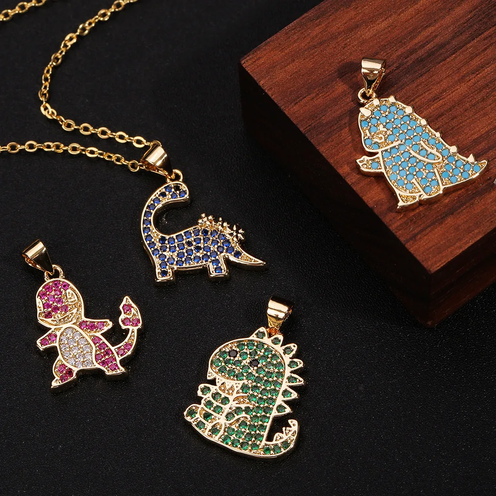 

European and American Geometric Jewelry Dinosaur Pendant Fire-breathing Dragon Female Hip-hop Cartoon Necklace Lover Gift