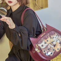 harajuku y2k clear shoulder bag japanese kawaii cute handbags anime cat cossbody bag women transparent pvc large tote bags