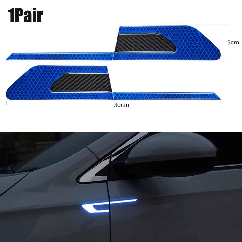 

2Pcs Car Bumper Reflective Warning Strip Stickers Wheel Rim Eyebrow Warn Light Reflector Protective Sticker Scratch Paster