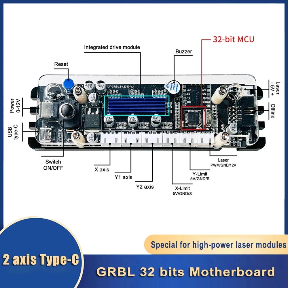 

GRBL Offline Controller Board 2Axis Stepper Motor Double Y Axis USB Driver Board For GRBL For Laser Engraving Machine Carving