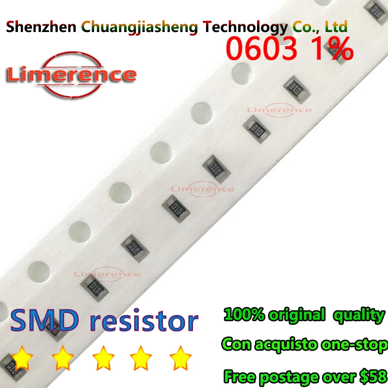 100pcs 1% 0603 SMD resistor 0R ~ 10M 1/10W 0 0.1 1 10 100 150 220 330 ohm 1K 2.2K 10K 100K 0.1R 1R 10R 100R 150R 220R 330R 1M
