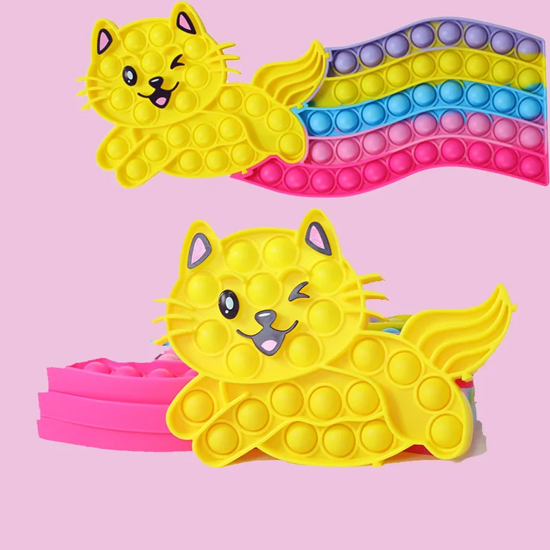 

Pop It Fidget Toy Splicing Rainbow Cat Christma Train Silicone Bubble Push Adult Kid Simple Dimple Toy Relieve Autism Popit Gift