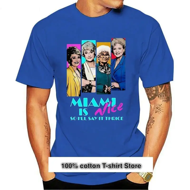 

Camiseta dorada de Miami Is Nice So you Say It Thrice para niñas, camiseta negra de talla S-3Xl para jóvenes de mediana edad